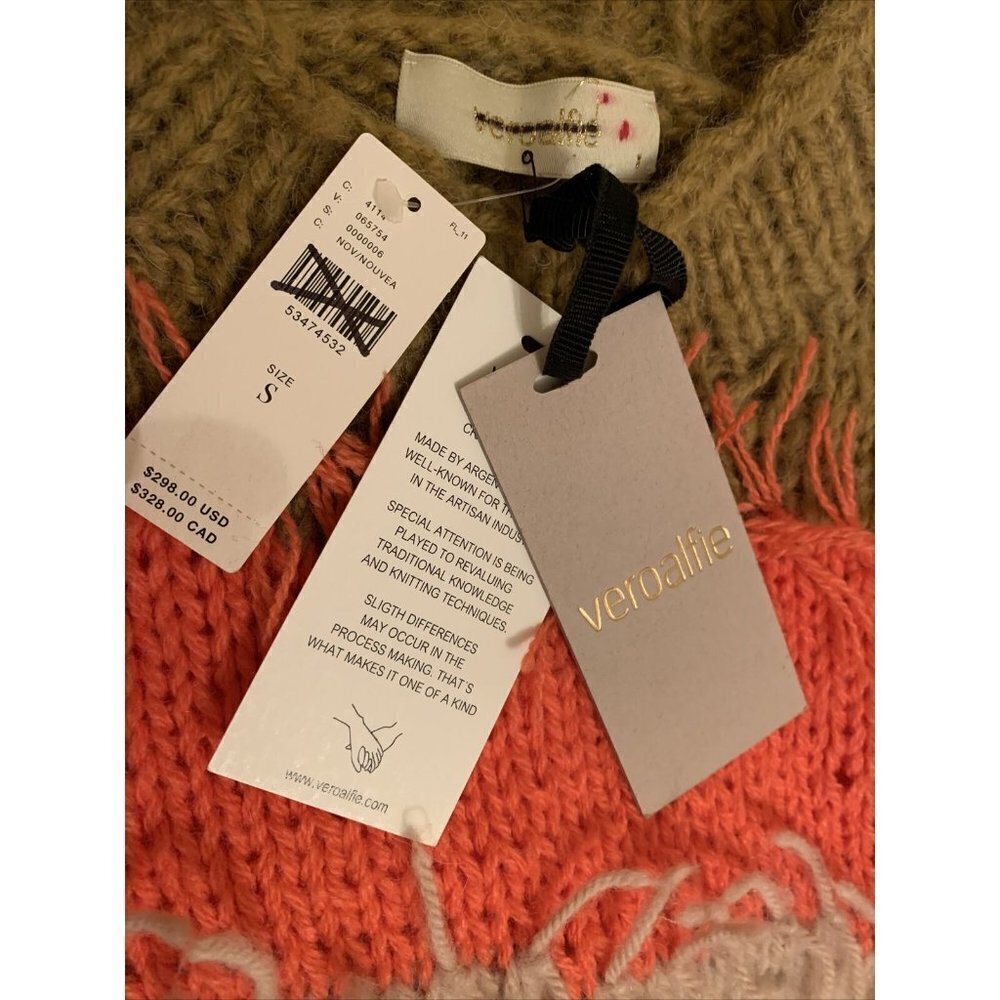 $298 Anthropologie Veroalfie Marlene Fringed Pullover Tunic Sweater Size S NWT - Picture 3 of 11